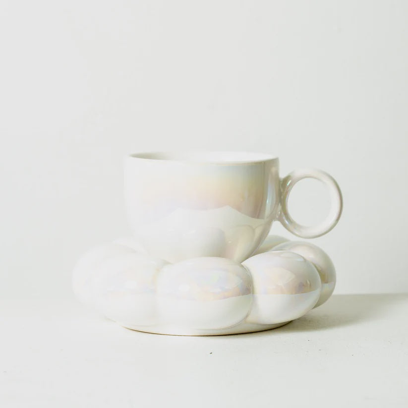 Lottie Mug &amp; Saucer Set - Pearl