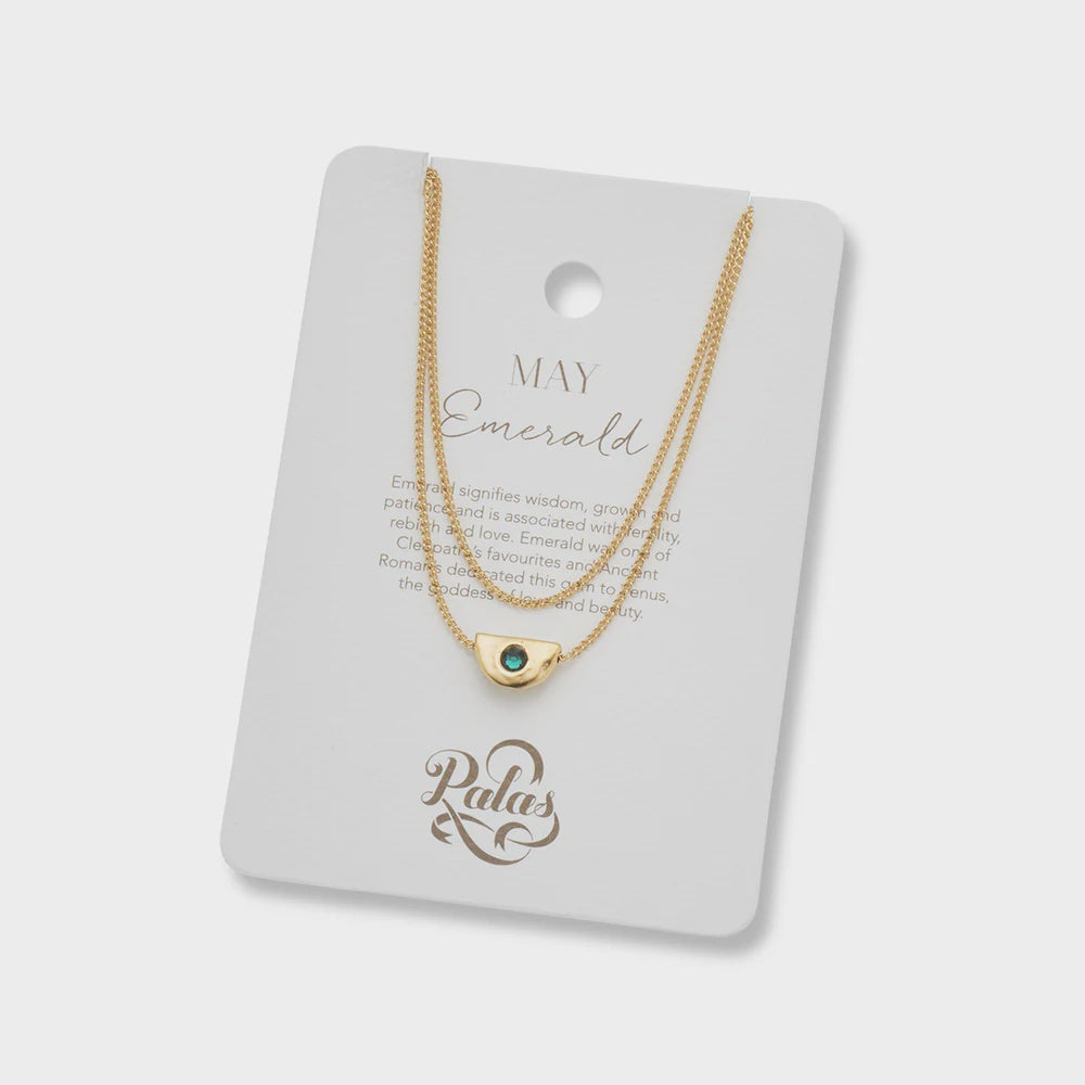 May emerald birthstone necklace 18k gold plated