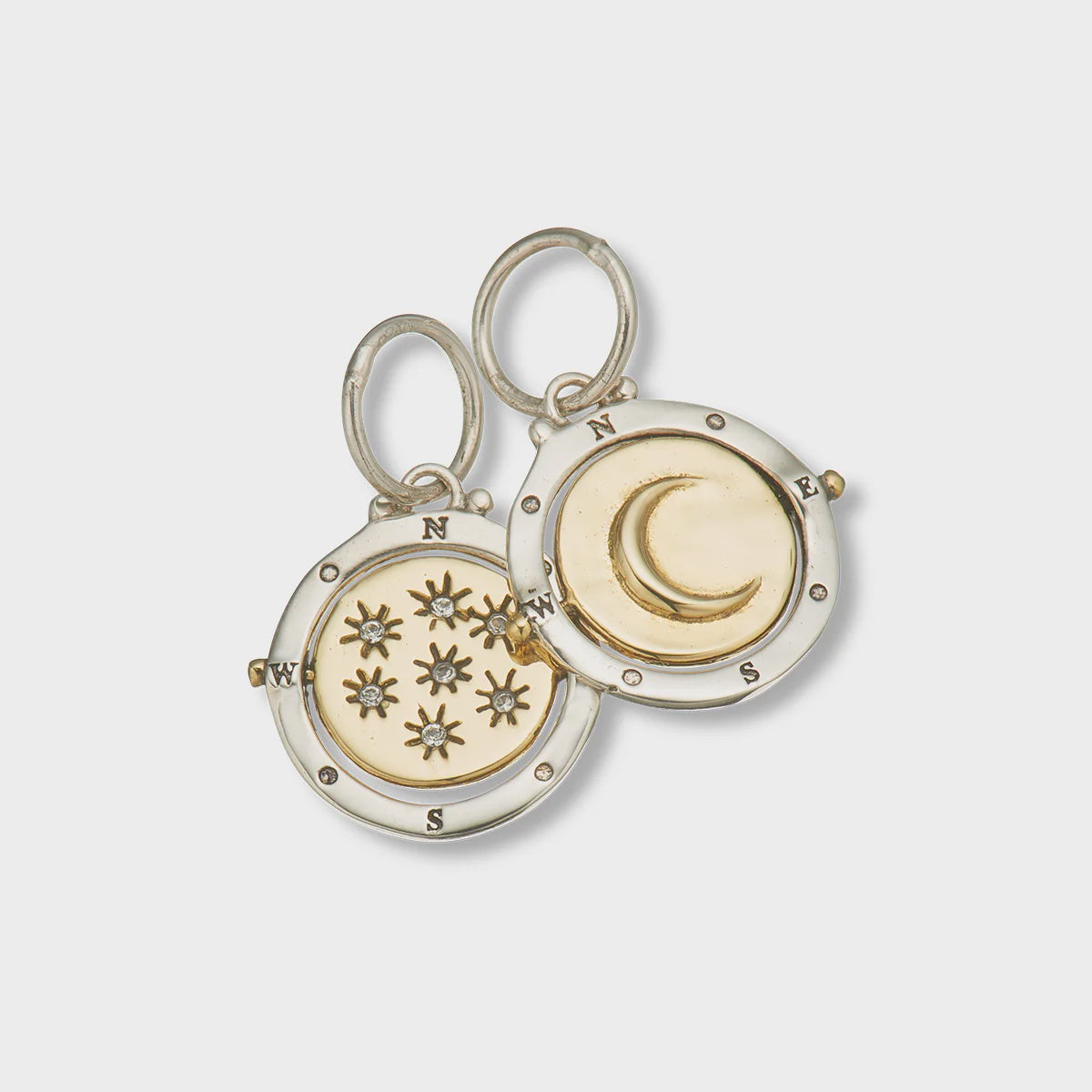 Moon and stars direction spinner charm