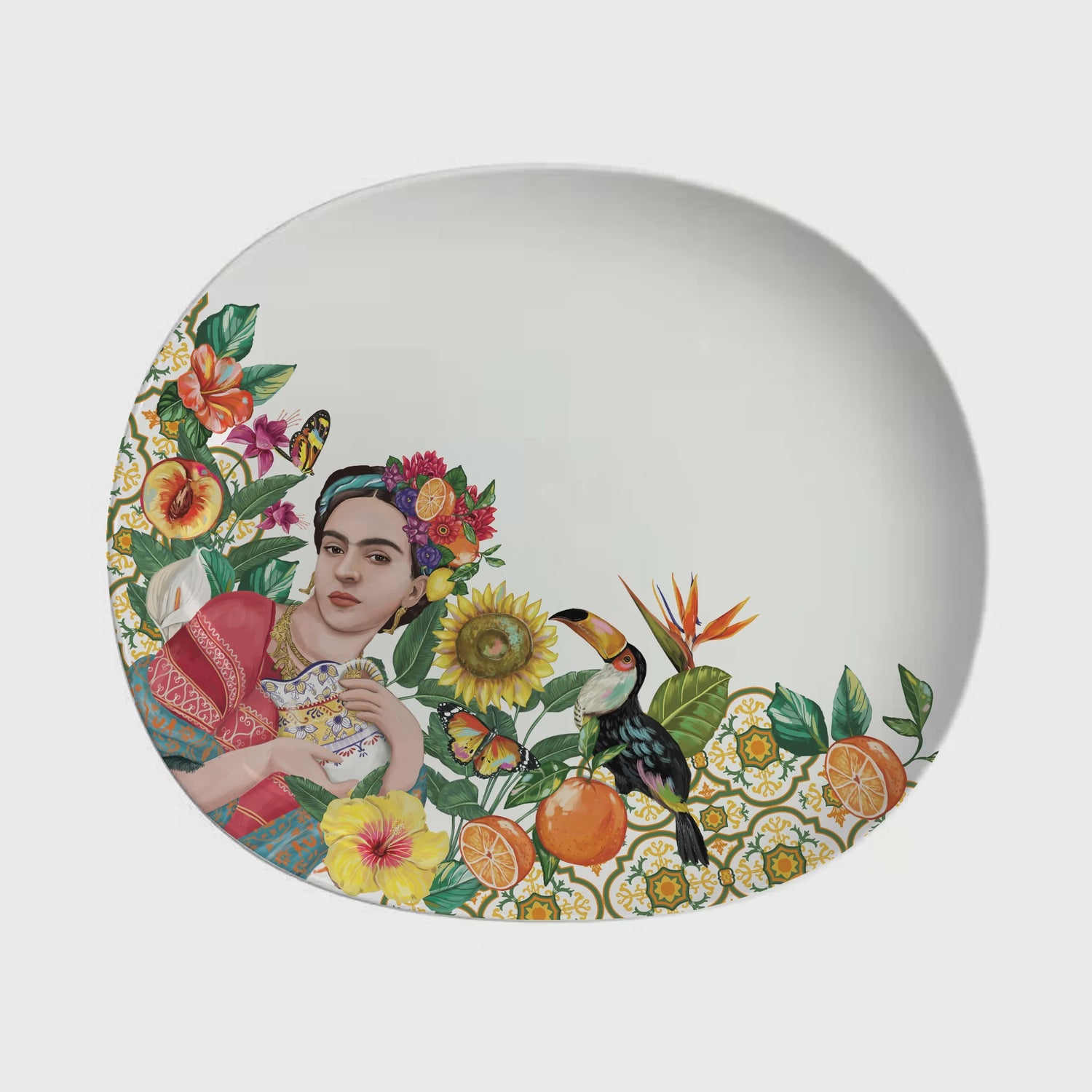 Oval Serving Dish Mexican Folklore