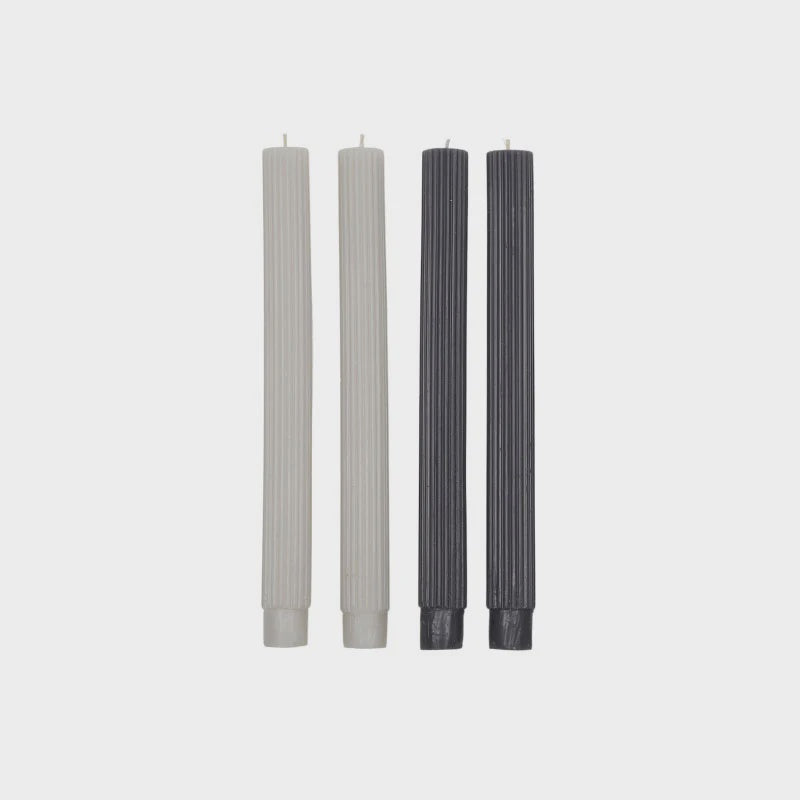 Ribbed Candle Dark Tones - Grey &amp; Black
