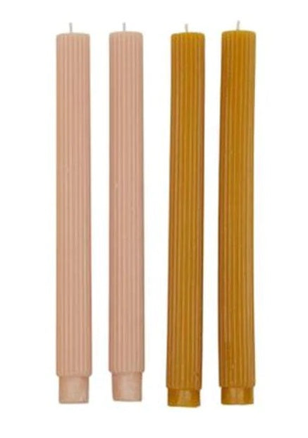 Ribbed Candle Light Tones - Pink & Mustard