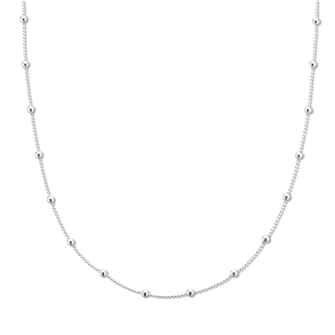 Silver fine ball bead chain necklace 40cm