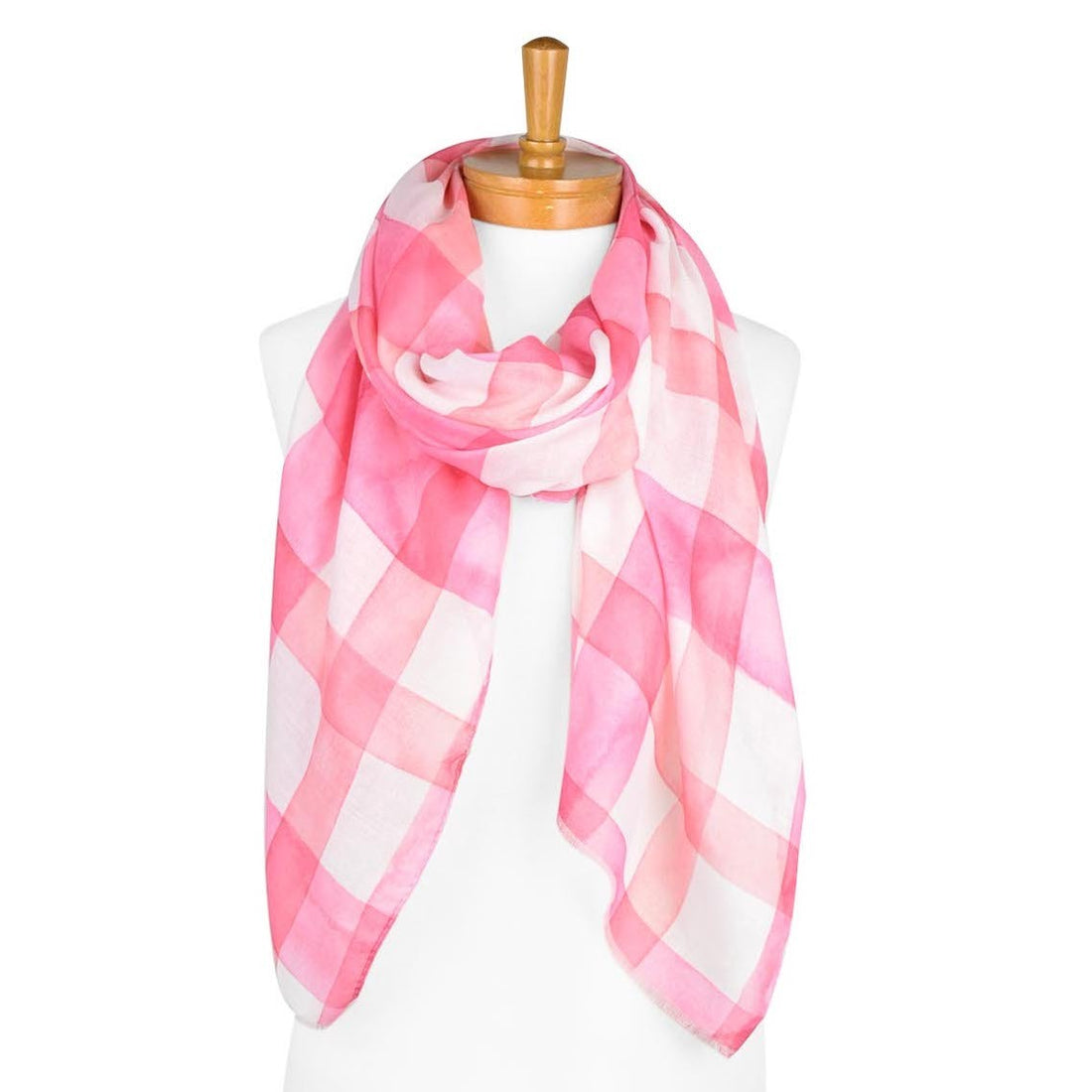 Pink Gingham Pattern Scarf