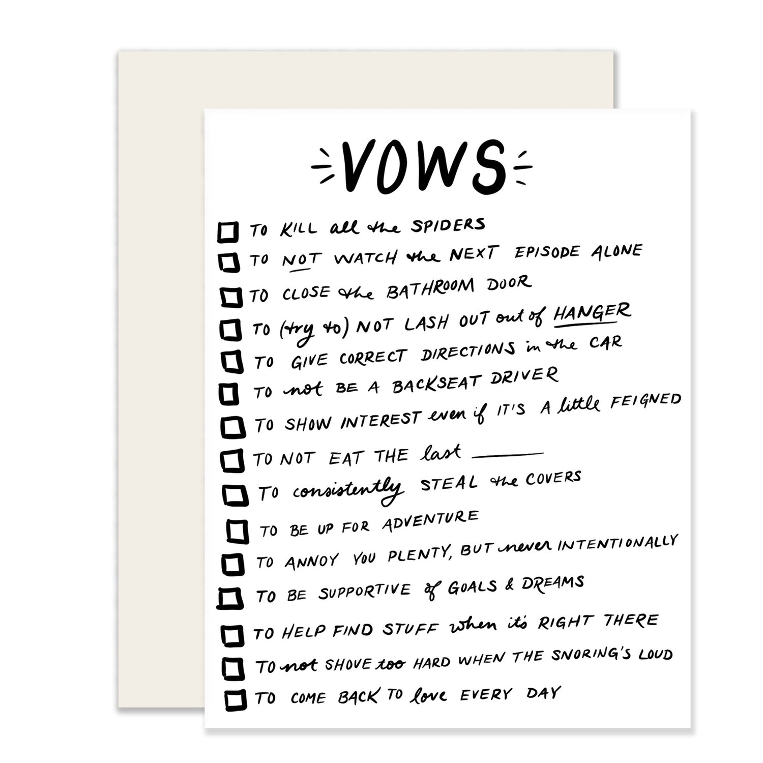 Vow Checkboxes Greeting Card