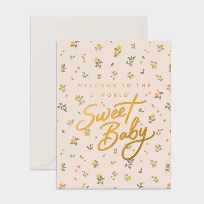 Welcome Sweet Baby Broderie Greeting Card