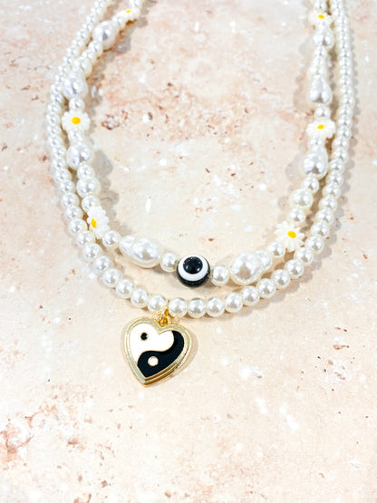 Ying Yang Beaded Necklace Set