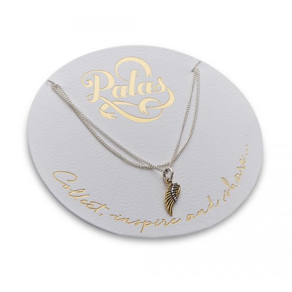 Palas - Angel Wing Charm Necklace SilveR + Brass + Bronze