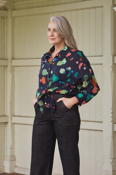 Astra LAX Shirt Navy in Cotton Voile