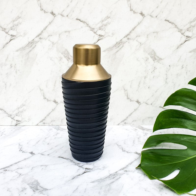 Brass &amp; Leather Cocktail Shaker