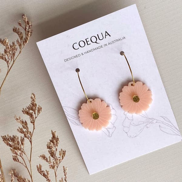 Coequa Peach Daisy Hoop Earrings