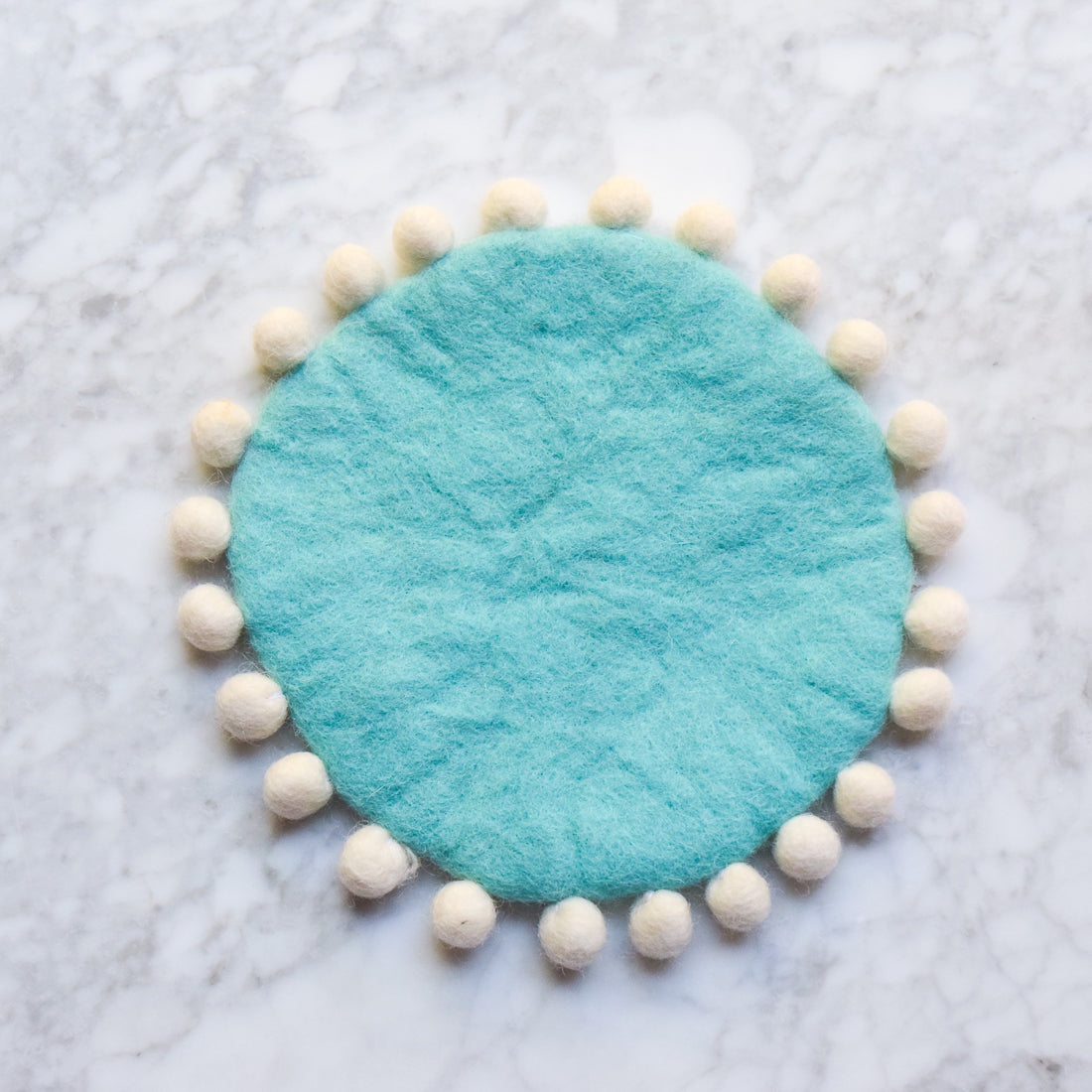 Felt Pompom Trivet - Aqua