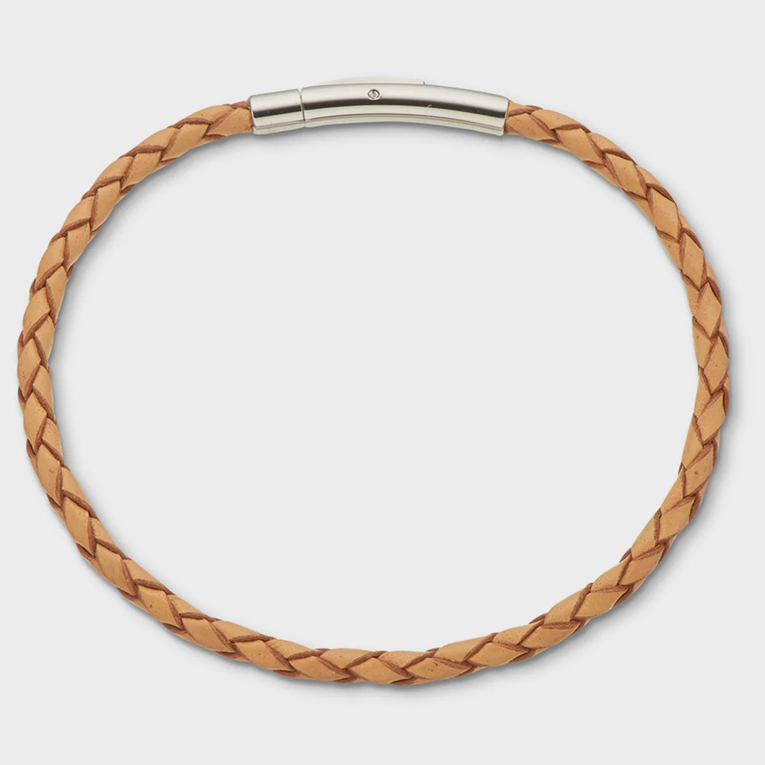 Fine leather plaited bracelet 22cm