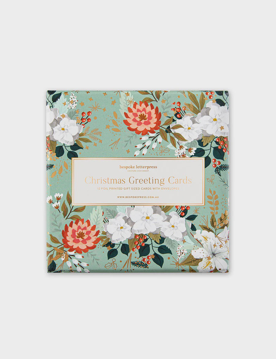 Christmas Greeting Card Box of 12 - Floral Fields