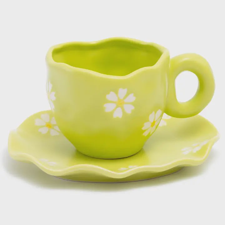 Green Flower Cup &amp; Saucer Set