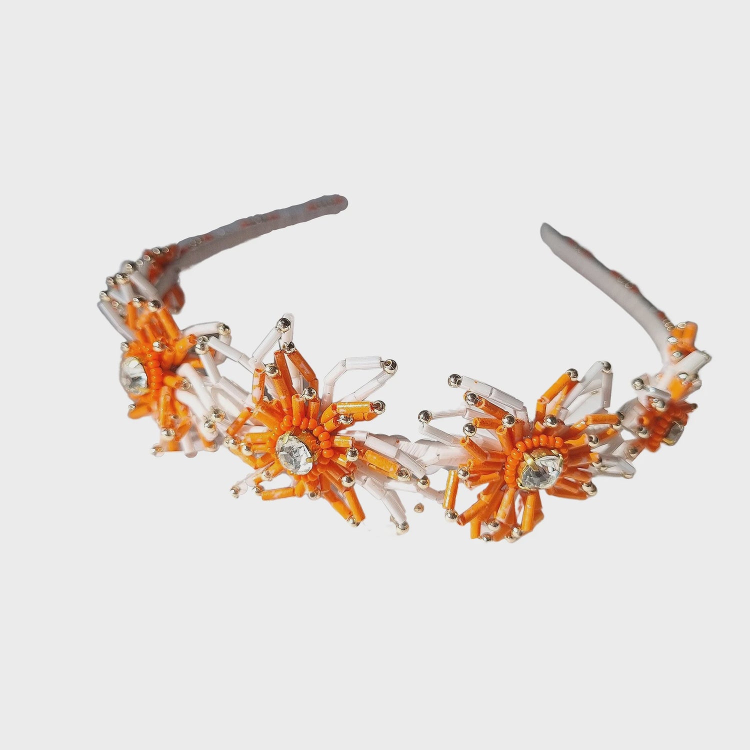 Lizbeth Headband - Orange &amp; White