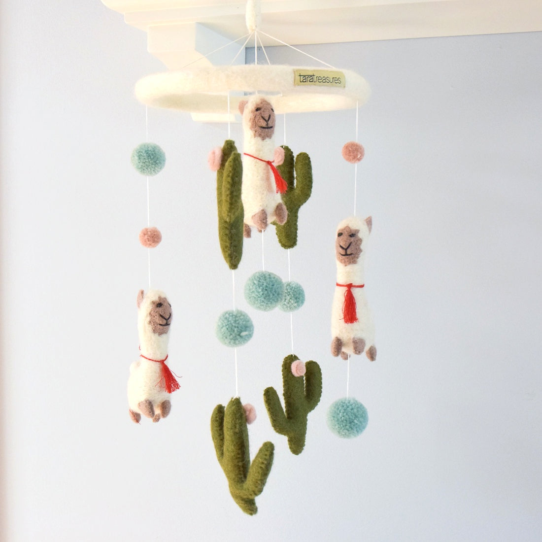 Nursery Cot Mobile - Llama &amp; Cactus