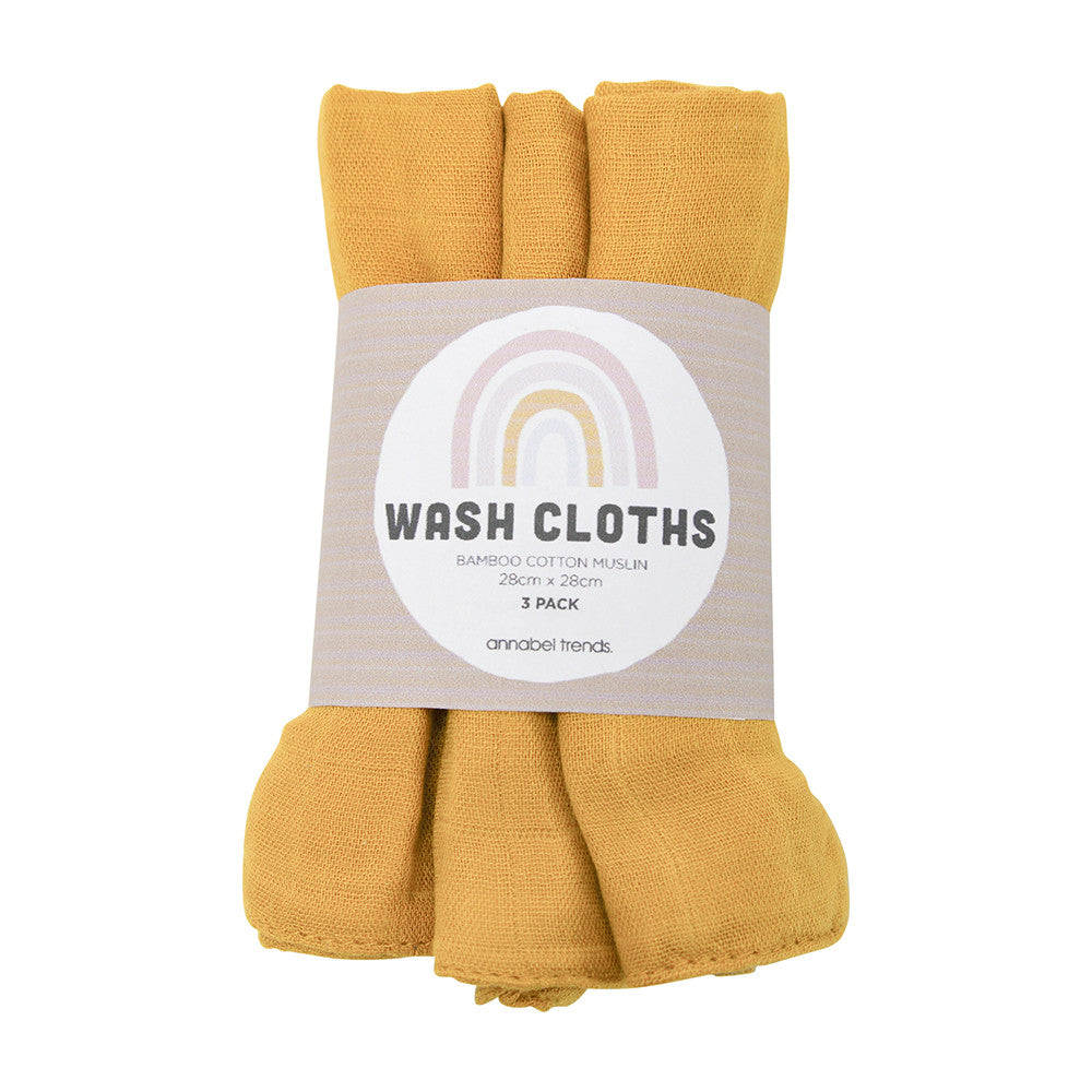 Muslin Wash Cloths Set of 3 - Assorted