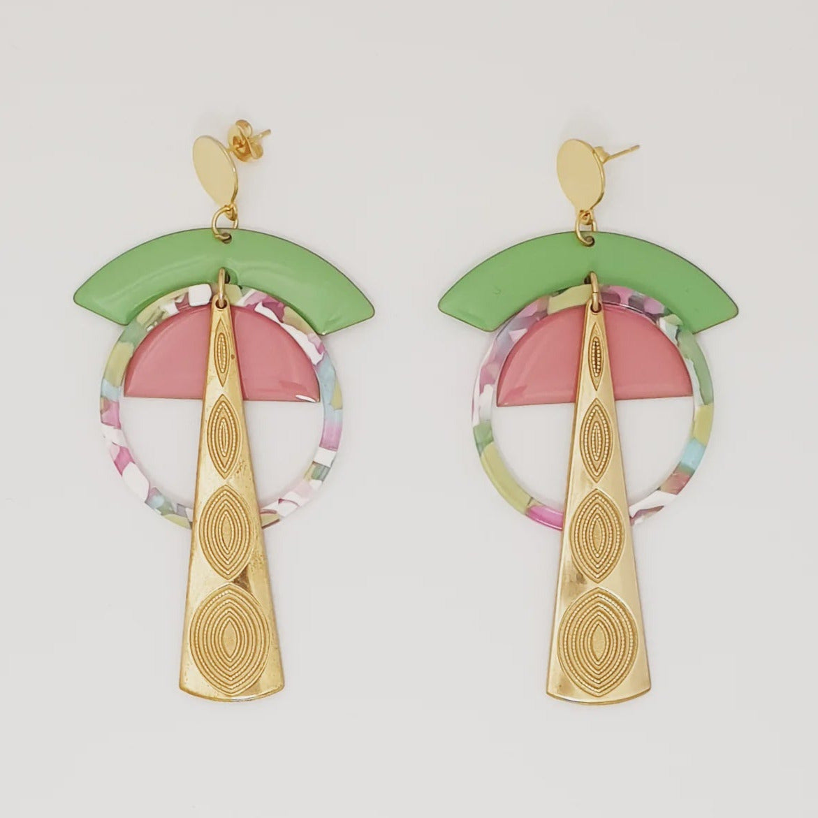 Middle Child Oracle Earrings - Sage &amp; Pink