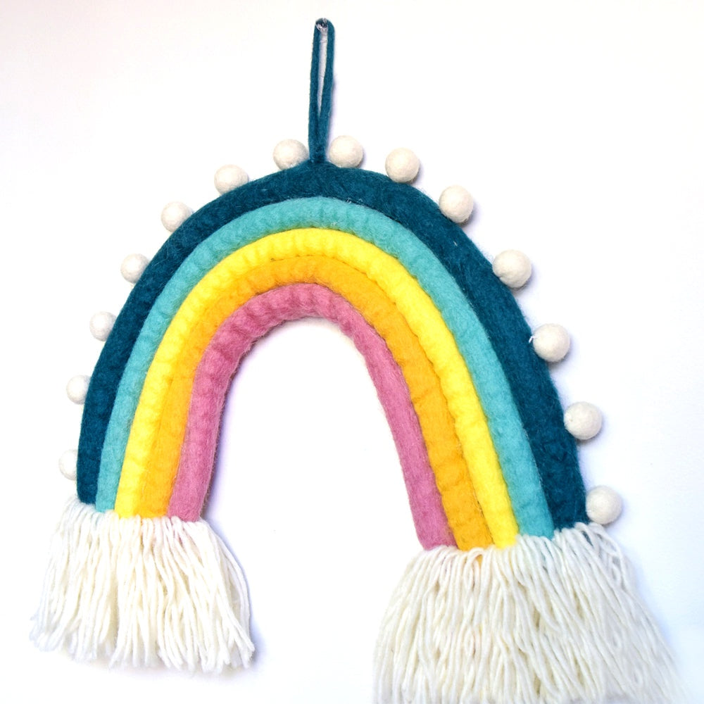 Rainbow with Pompoms Wall Hanging - Sunset