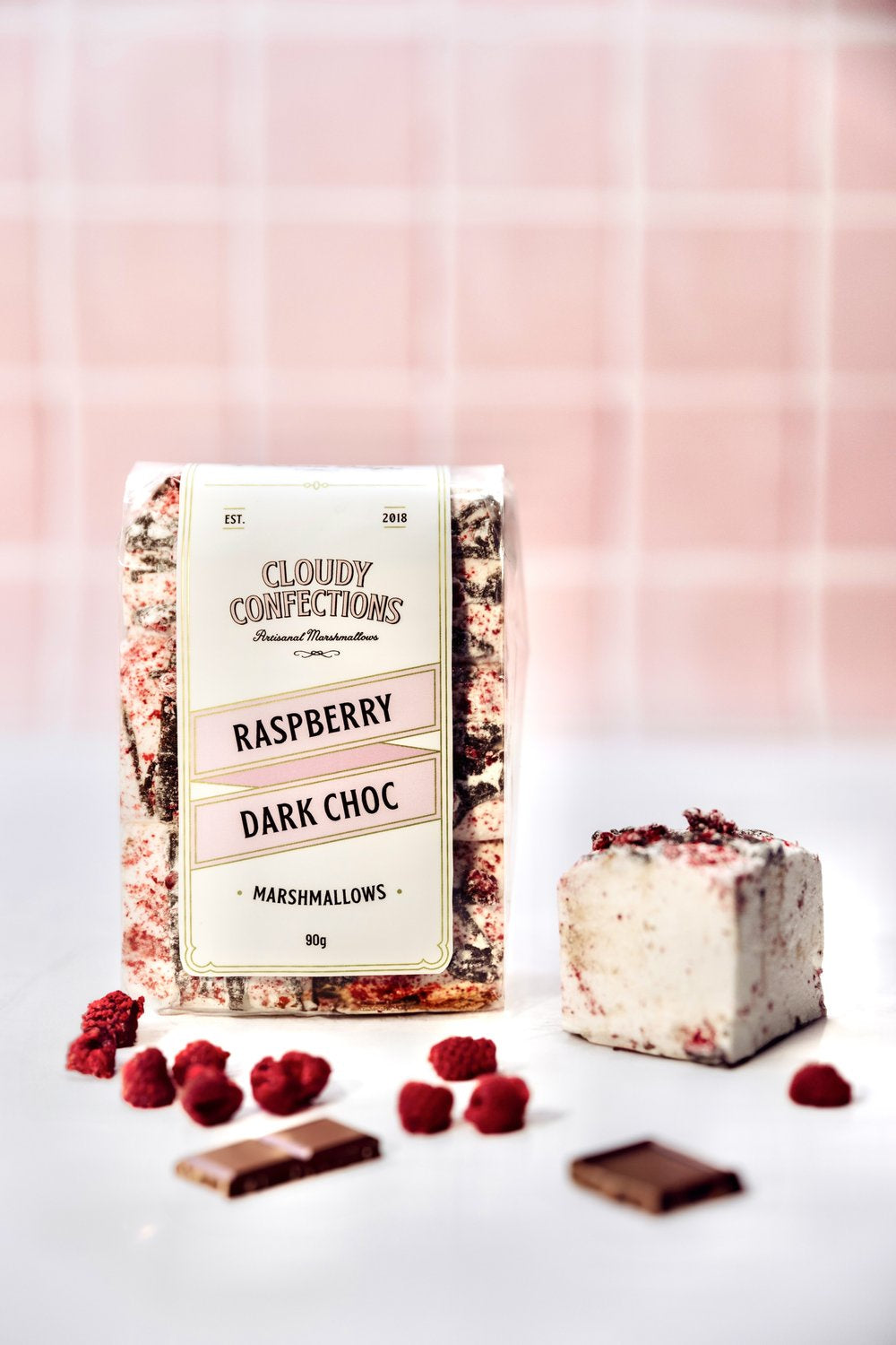 Cloudy Confections Raspberry Dark Choc Marshmallows