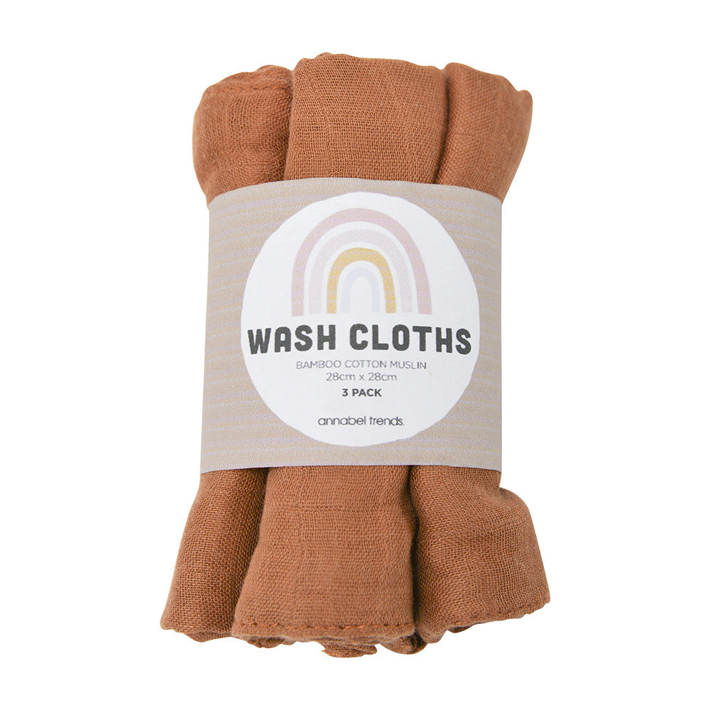 Muslin Wash Cloths Set of 3 - Assorted