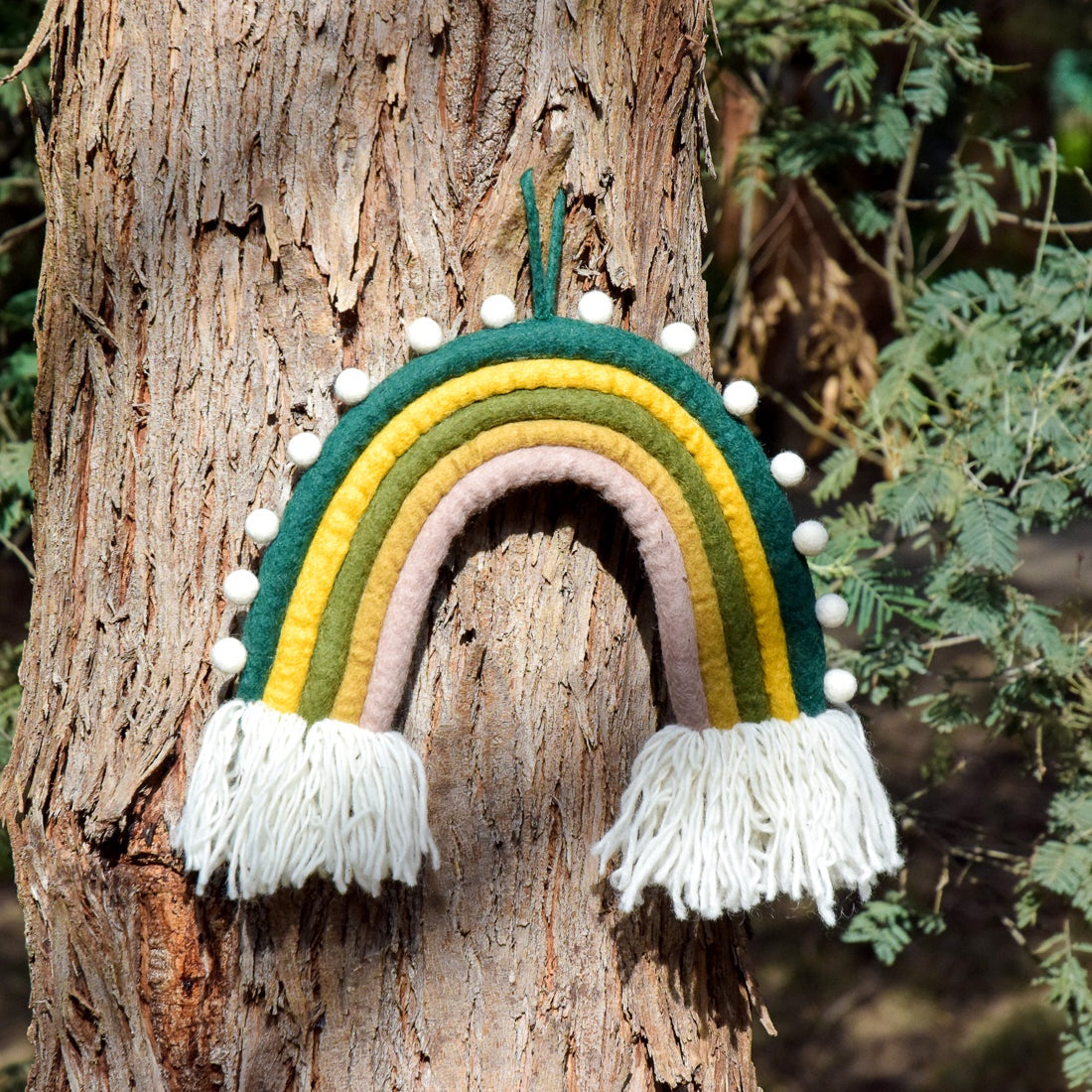 Rainbow with Pompoms Wall Hanging - Woodlands